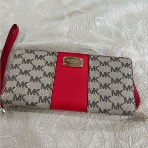 Michael Kors Signature Red and Tan Wallet